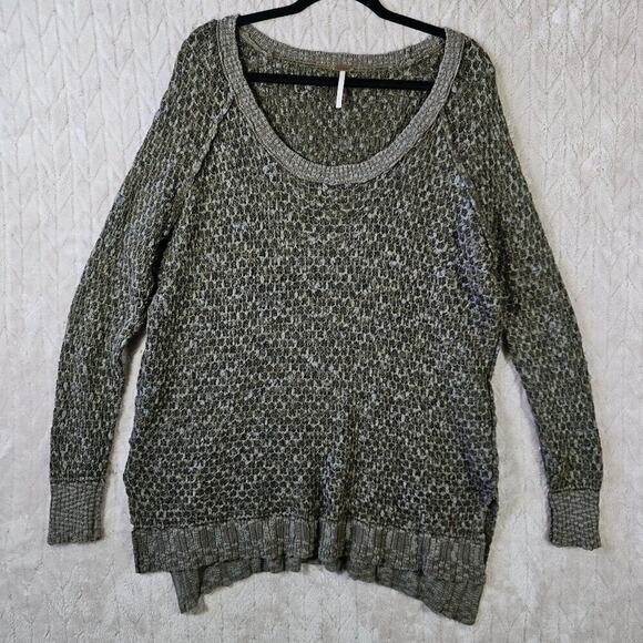 Free People Wool Sweater Womens Medium Textured Boho Grunge Hippie Boho Oversize - Picture 1 of 8